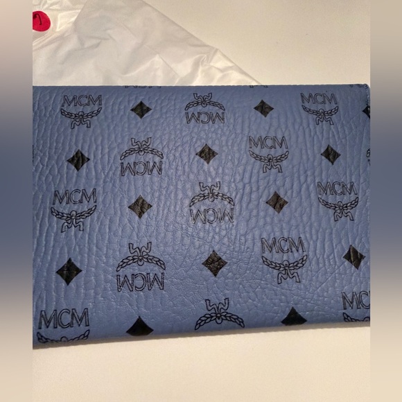 MCM Sky Blue Visetos Envelope Coated Canvas Pouch Clutch - Picture 3 of 5